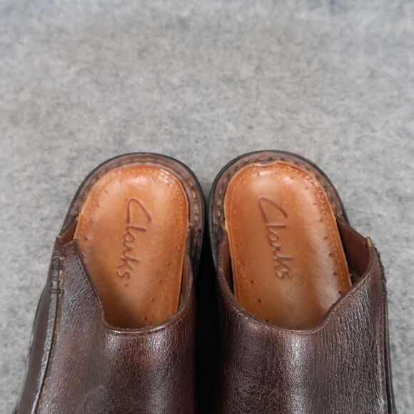 Clarks Shoes Womens 7 Casual Clogs Slip On Leather Brown Retro Classic Comfort - Picture 13 of 13
